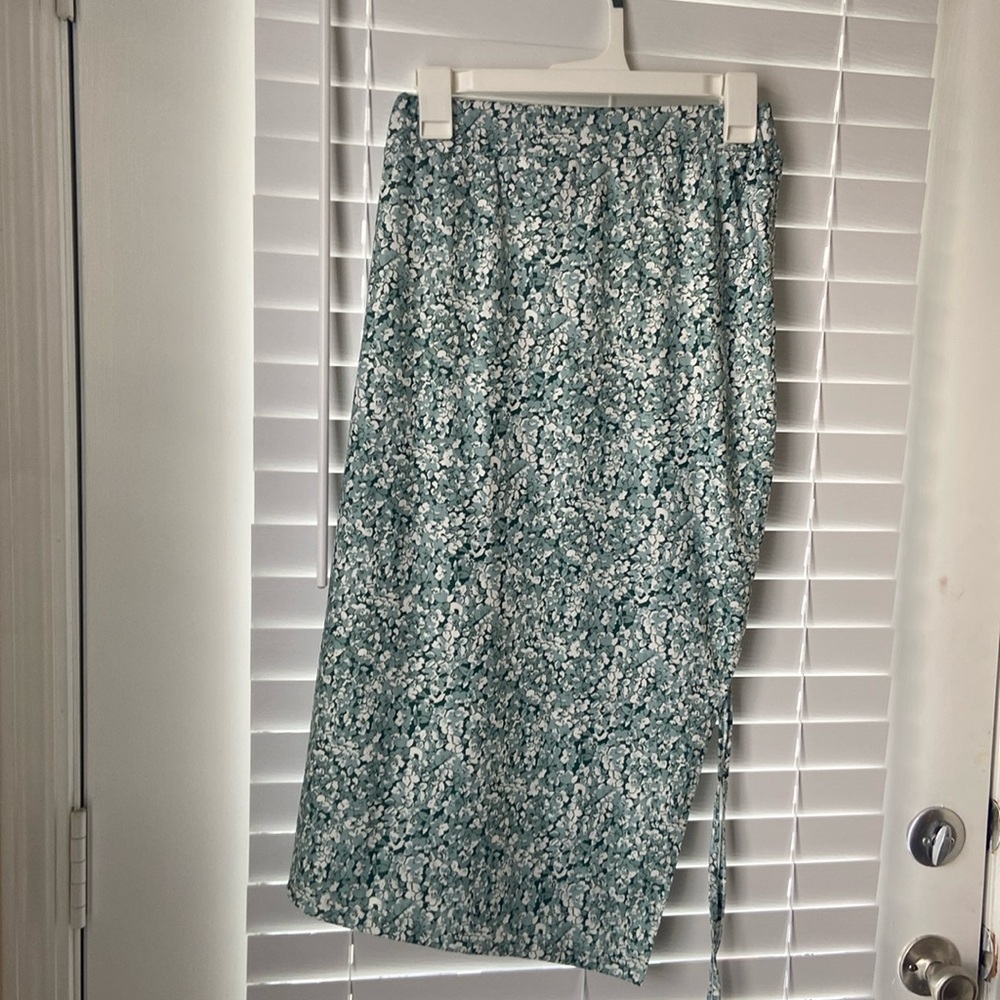 Green floral skirt